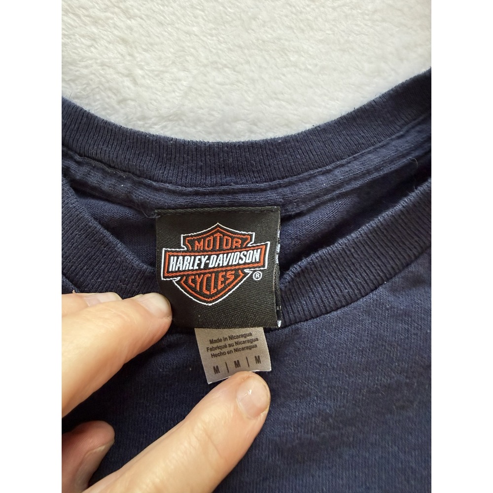 Harley-Davidson Zips 45th Parallel Gaylord MI Navy Blue Pocket T-Shirt Mens M - Picture 3 of 3